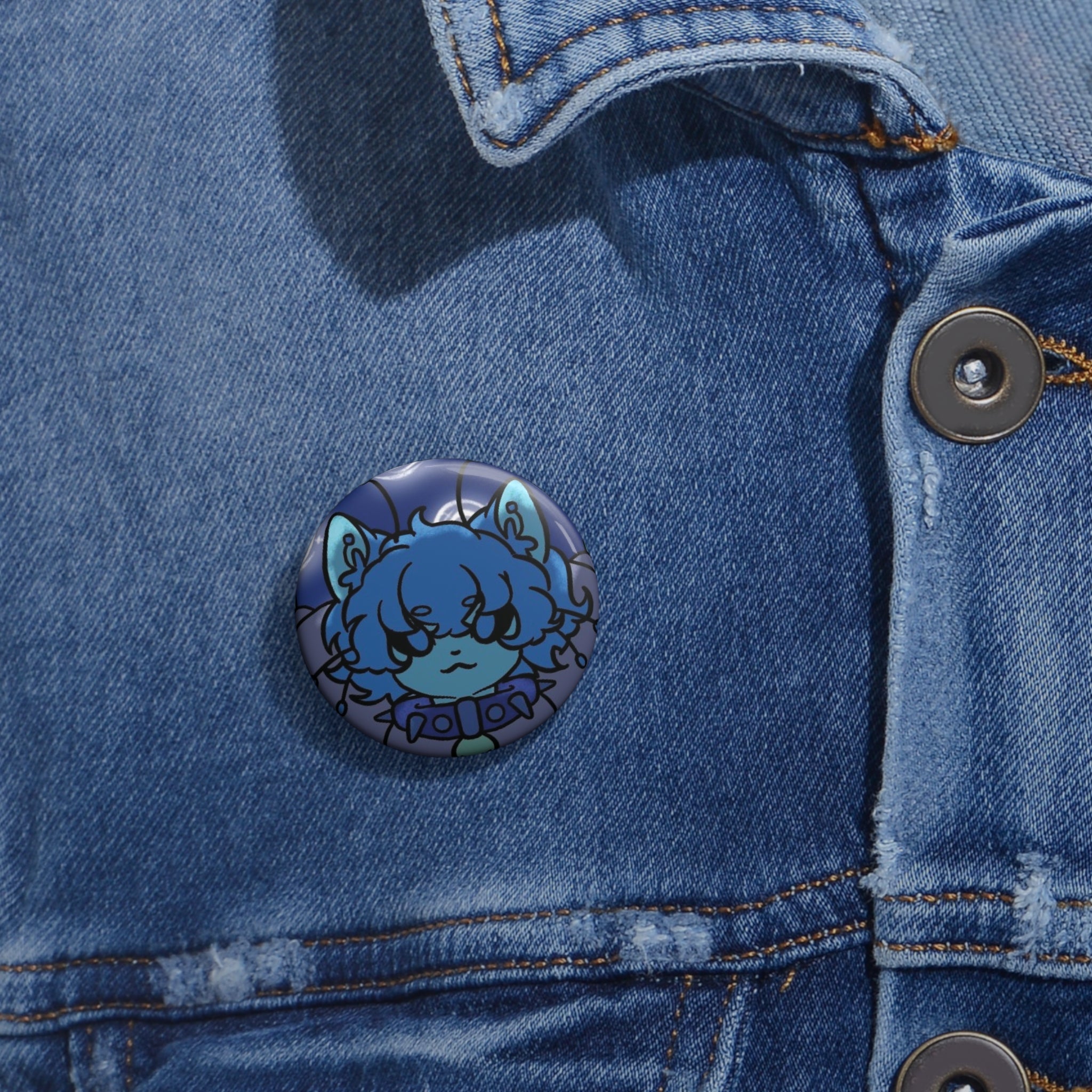 Alien Cat — Cute Blue Alien-Cat Enamel-Style Badge